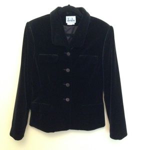 Velvet Blazer Jacket rounded collar black petite